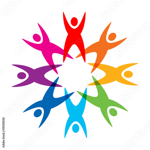 Star of colorful people pictogram. Vector illustration.