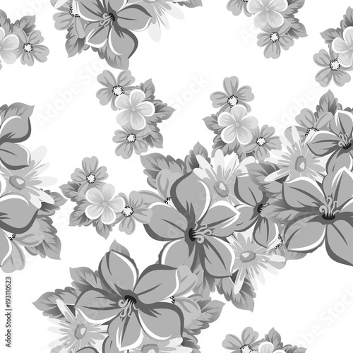 abstract monochrome seamless pattern of flowers. for card designs  greeting cards  birthday invitations  Valentine s day  party  holiday.