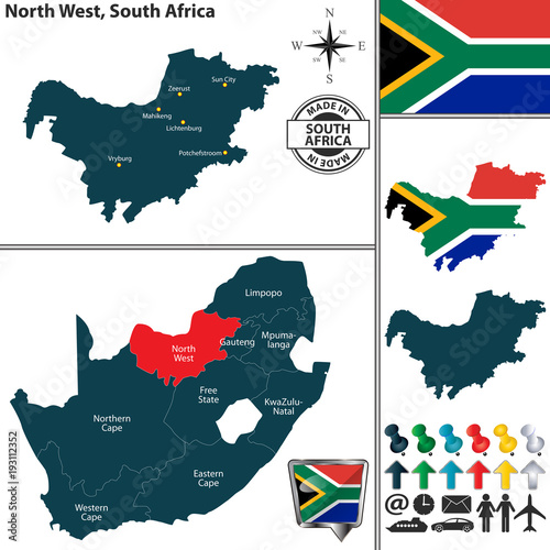 Map of North West, South Africa