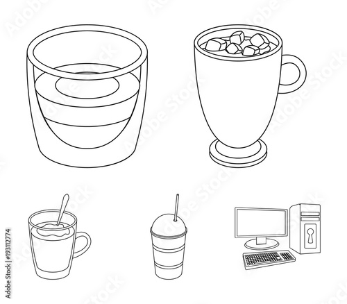 Ristretto, hot chocolate, latte take-away.Different types of coffee set collection icons in outline style vector symbol stock illustration web.