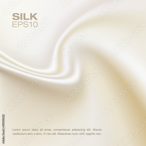 White silk background, horizontal composition. Vector illustration.
