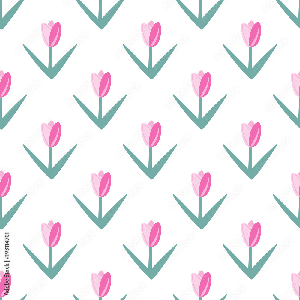 Fototapeta Ozdobny wzór prostych tulipanów. Kwiatowy wzór wektor.