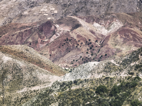 Close up portion of the colorful Cordillera de Frailes, Sucre, Bolivia photo