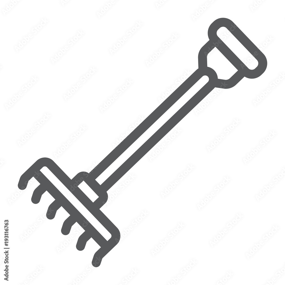 Rake line icon, farming and agriculture, garden tool sign vector graphics, a linear pattern on a white background, eps 10. Rake line icon, farming and agriculture, garden tool sign vector graphics, a linear pattern on a white background, eps 10.