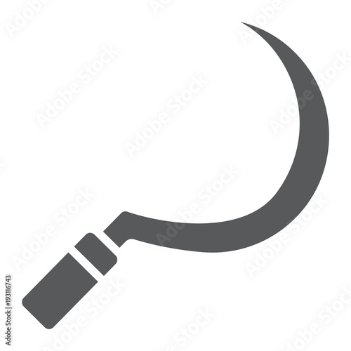 Sickle glyph icon, farming and agriculture, garden tool sign vector graphics, a solid pattern on a white background, eps 10.