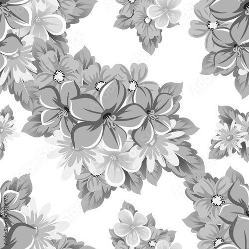 abstract monochrome seamless pattern of flowers. for card designs  greeting cards  birthday invitations  Valentine s day  party  holiday.
