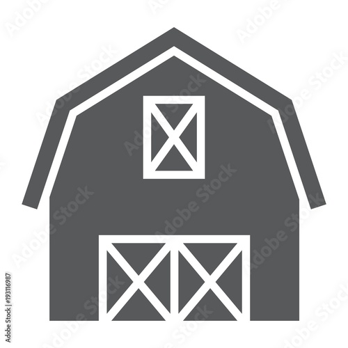 Farm barn glyph icon, farming and agriculture, farm hangar sign vector graphics, a solid pattern on a white background, eps 10.