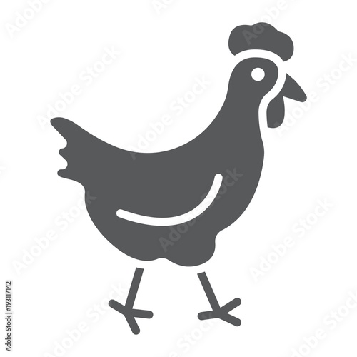 Chicken glyph icon, farming and agriculture, animal bird vector graphics, a solid pattern on a white background, eps 10.