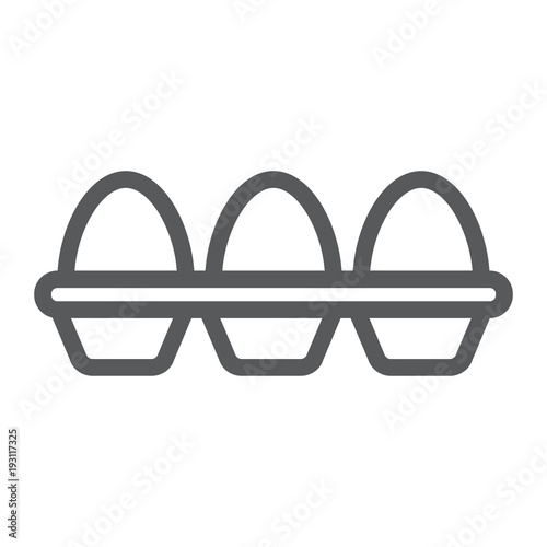 Eggs in carton package line icon, farming and agriculture, protein sign vector graphics, a linear pattern on a white background, eps 10.