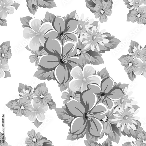 abstract monochrome seamless pattern of flowers. for card designs, greeting cards, birthday invitations, Valentine's day, party, holiday.