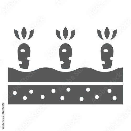 Growing carrots glyph icon, farming and agriculture, vegetable sign vector graphics, a solid pattern on a white background, eps 10.