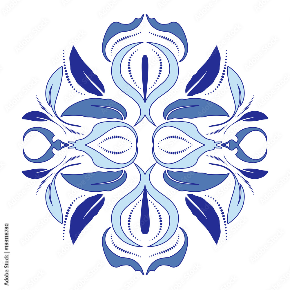 Obraz premium Oriental vector round ornament with arabesques elements