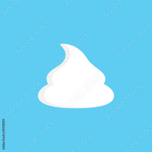 Whipped cream vector illustration, graphic icon, dollop of sweet whipped cream isolated on blue background. photo
