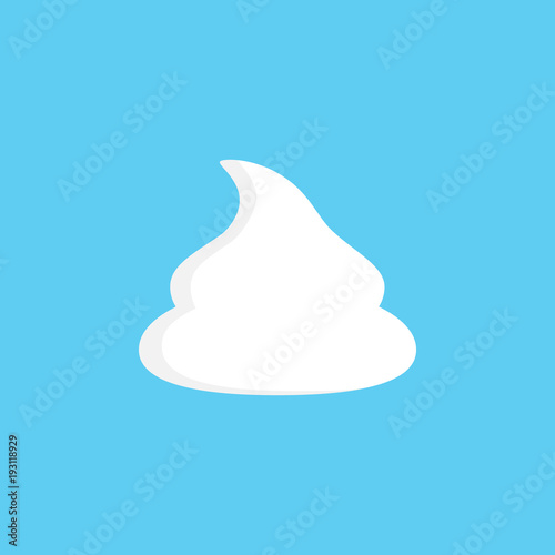 Whipped cream vector illustration, graphic icon, dollop of sweet whipped cream isolated on blue background.