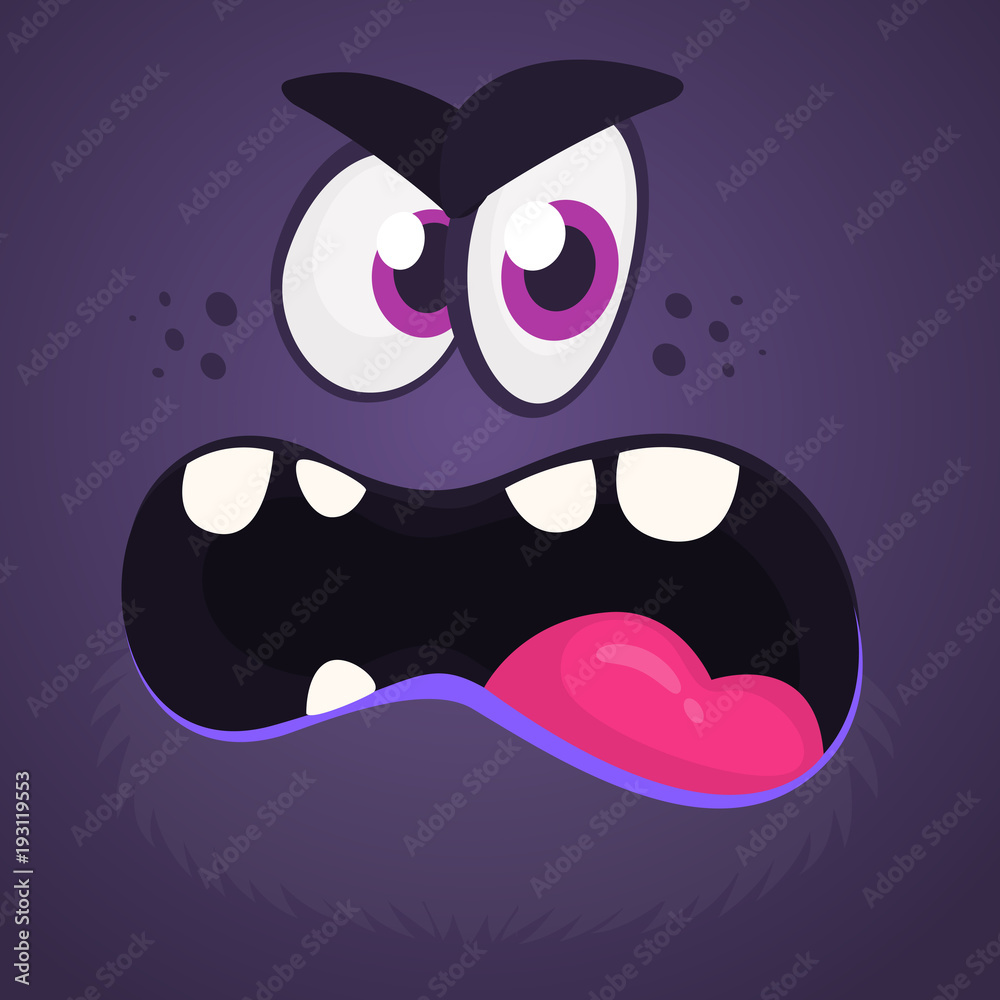 Cool cartoon monster face. Vector illustration Cool cartoon monster face. Vector illustration