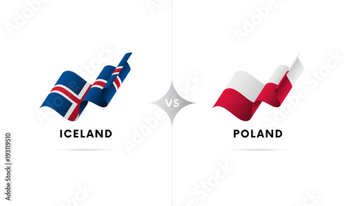 Iceland versus Poland. Football. Vector illustration.