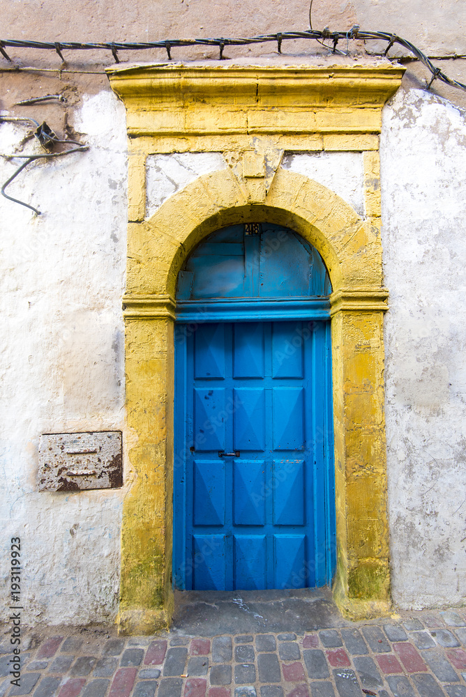 Moroccan traditional door in old medina district