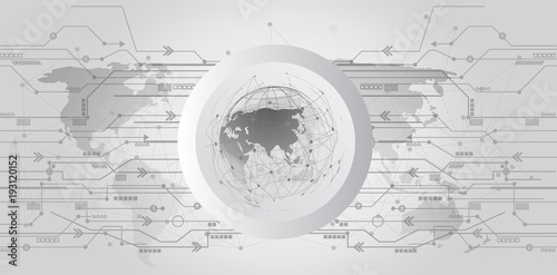 Global network connections icon points and lines with social connection and networking concept of global business