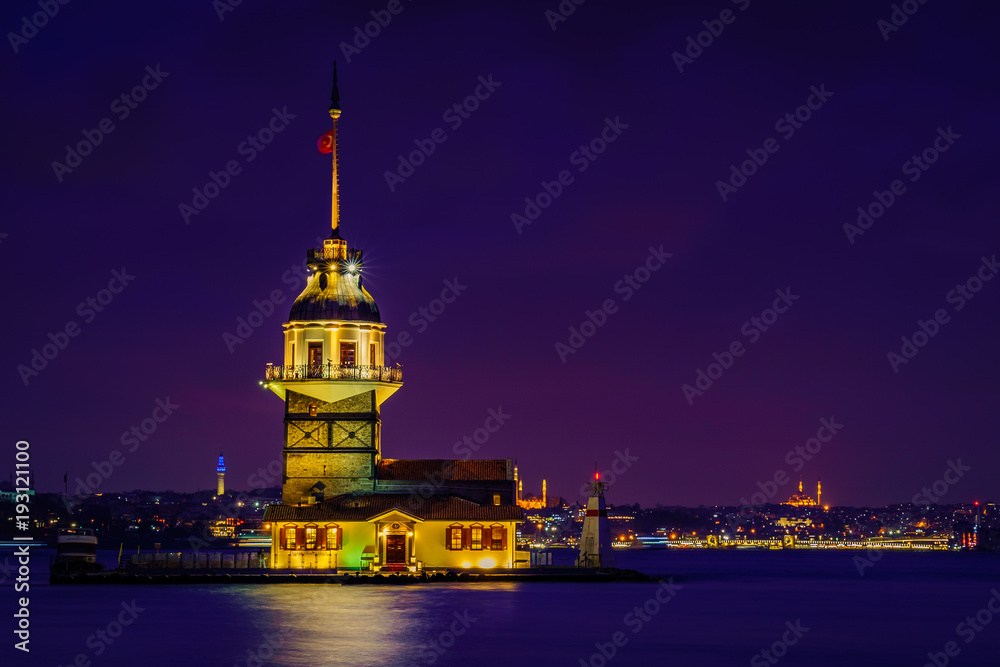 Maiden's Tower Istanbul Turkey Night