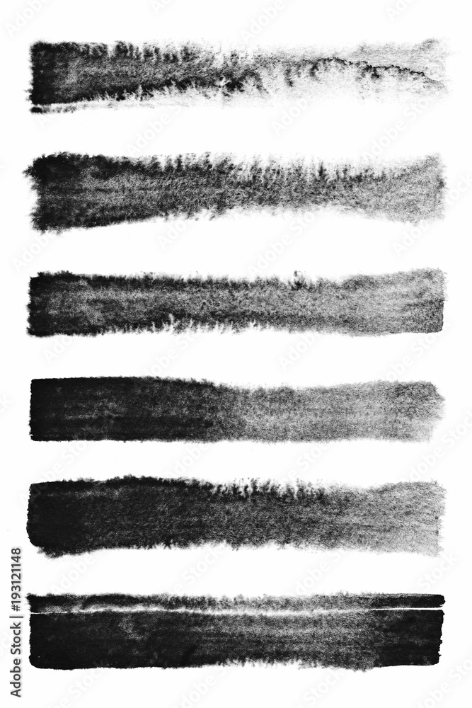 Watercolour. Set of abstract black watercolor stroke backgrounds.