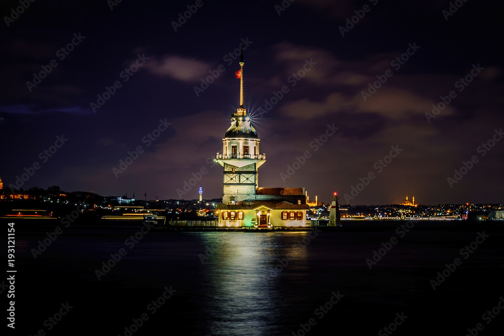 Maiden's Tower Istanbul Turkey Night