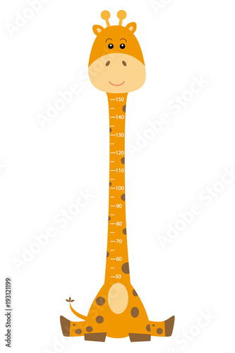meter wall giraffe. giraffe isolated drawing with measures to know the height of your child