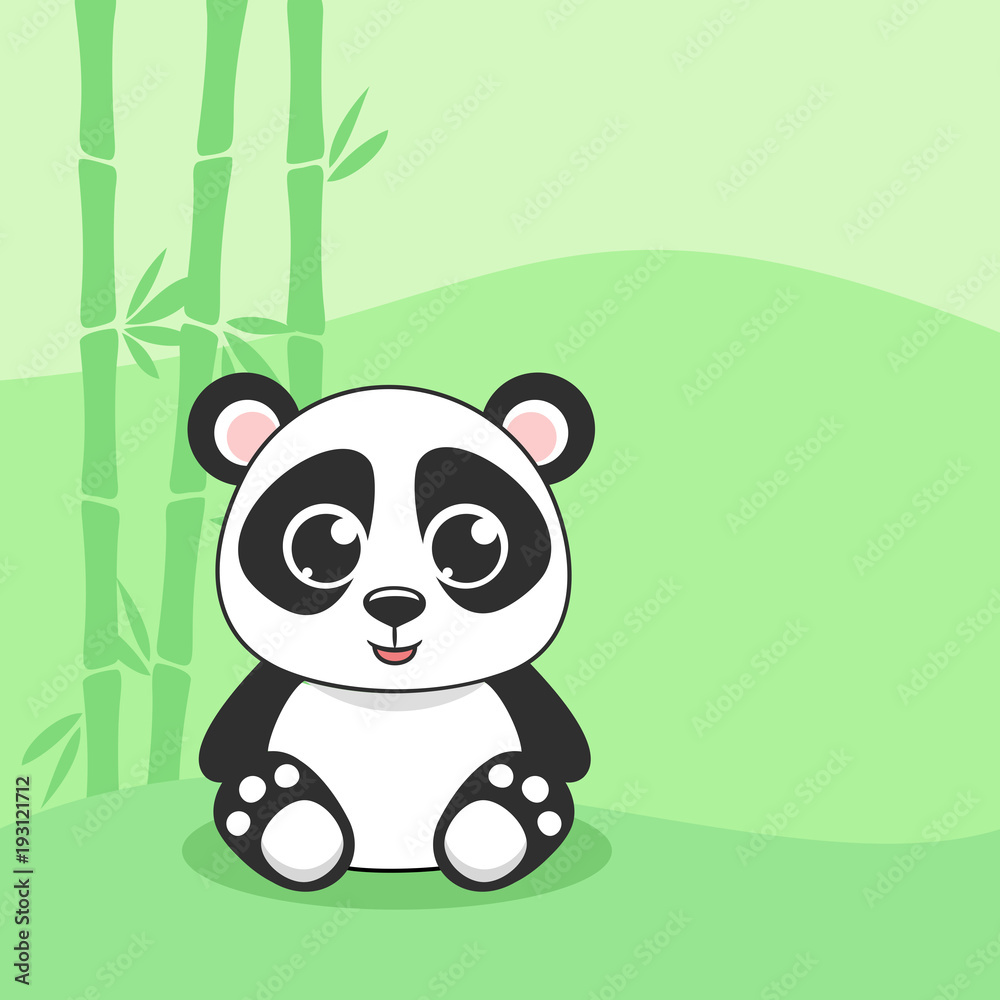 Cute panda on green background Cute panda on green background