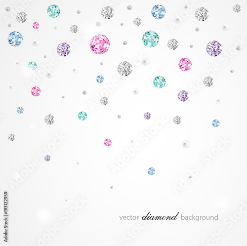 Abstract color background with diamonds and pearls