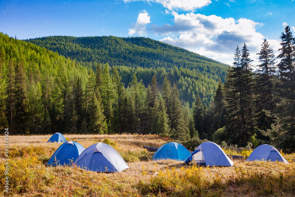 Wild camping in Altai Mountains Mongolia