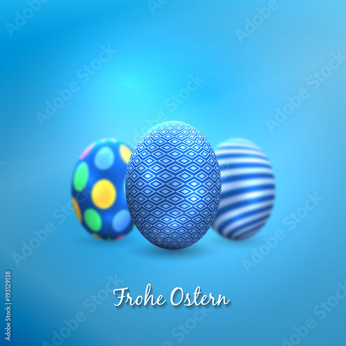 Bunte Ostereier. Frohe Ostern. Happy easter image vector.  Vector modern easter eggs background. Template Easter greeting card  vector.