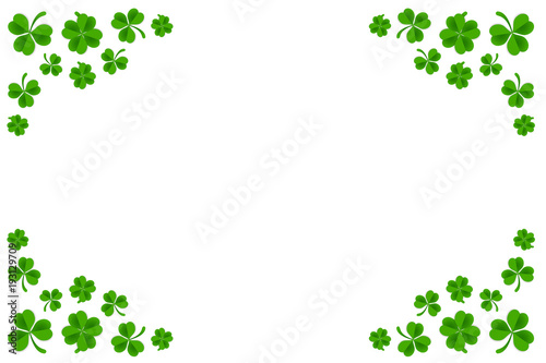 Clover frame template isolated in white background. Saint patrick's day background template.
