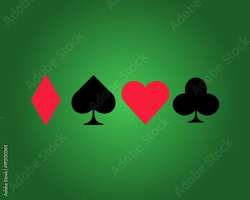 card suits on a gradient green against white background