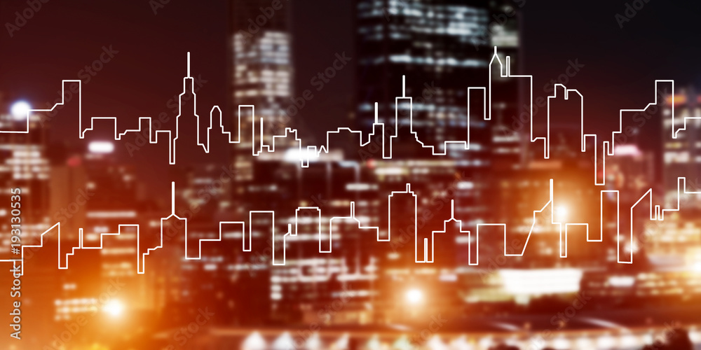 Background conceptual image of night illuminated town as symbol for active lifestyle Background conceptual image of night illuminated town as symbol for active lifestyle