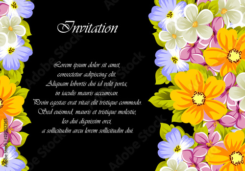 Frame of flowers for design postcards, cards, invitations, greeting cards for birthday, Valentine's day, wedding, party, holiday.