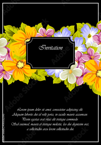 Frame of flowers for design postcards, cards, invitations, greeting cards for birthday, Valentine's day, wedding, party, holiday.