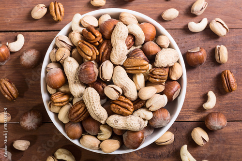 Mix of nuts in plate