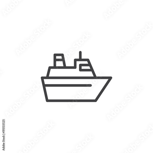 Sea Ferry outline icon. linear style sign for mobile concept and web design. Yacht boat simple line vector icon. Symbol, logo illustration. Pixel perfect vector graphics