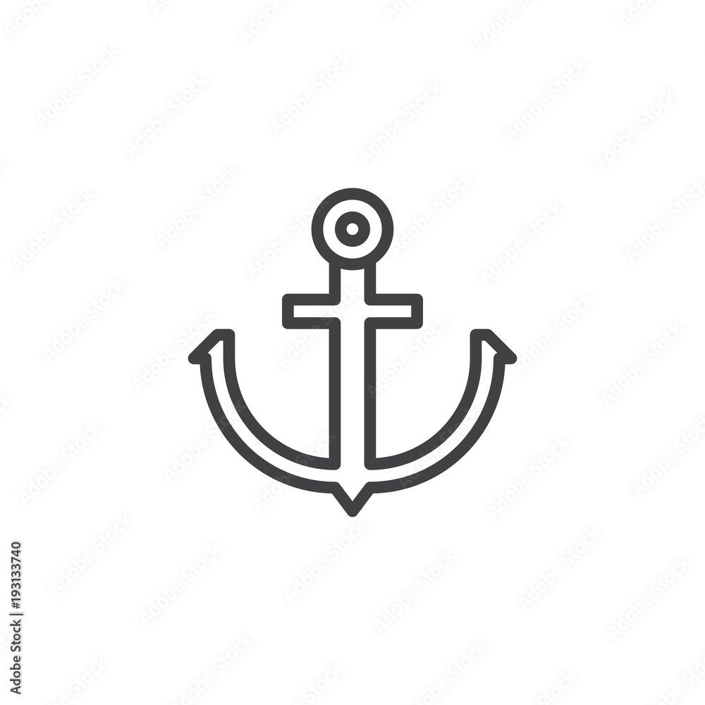 Nautical anchor outline icon. linear style sign for mobile concept and web design. Sea anchor simple line vector icon. Symbol, logo illustration. Pixel perfect vector graphics Nautical anchor outline icon. linear style sign for mobile concept and web design. Sea anchor simple line vector icon. Symbol, logo illustration. Pixel perfect vector graphics