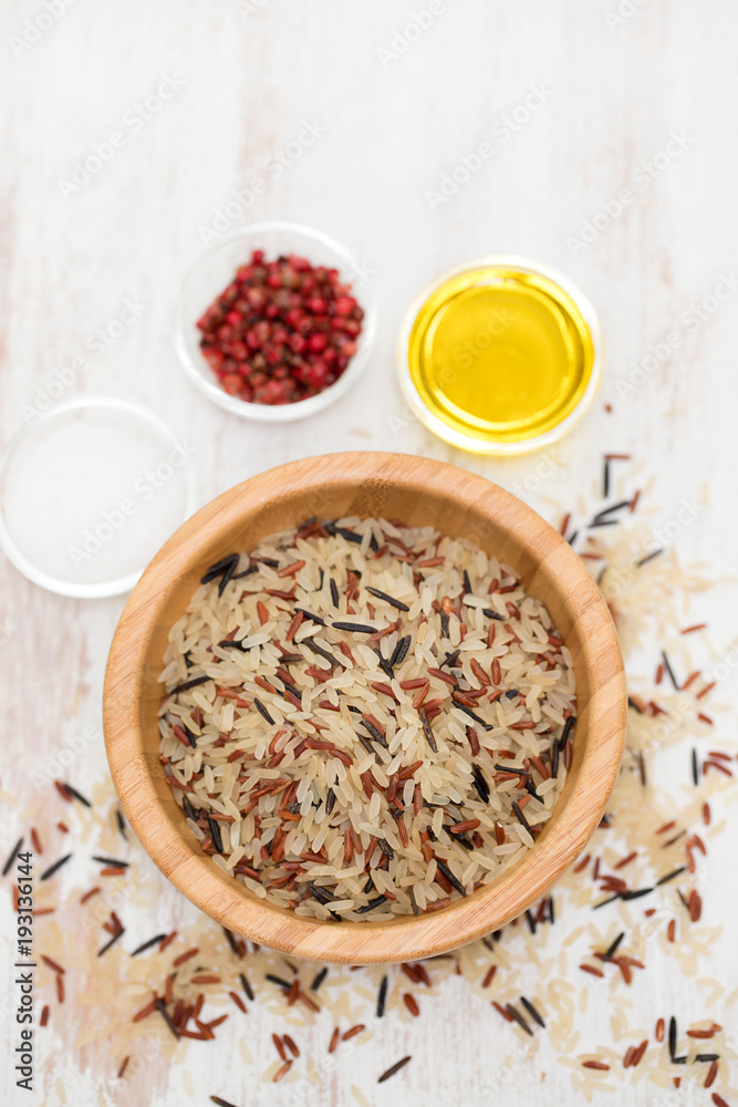 mix of wild and white rice on dish mix of wild and white rice on dish