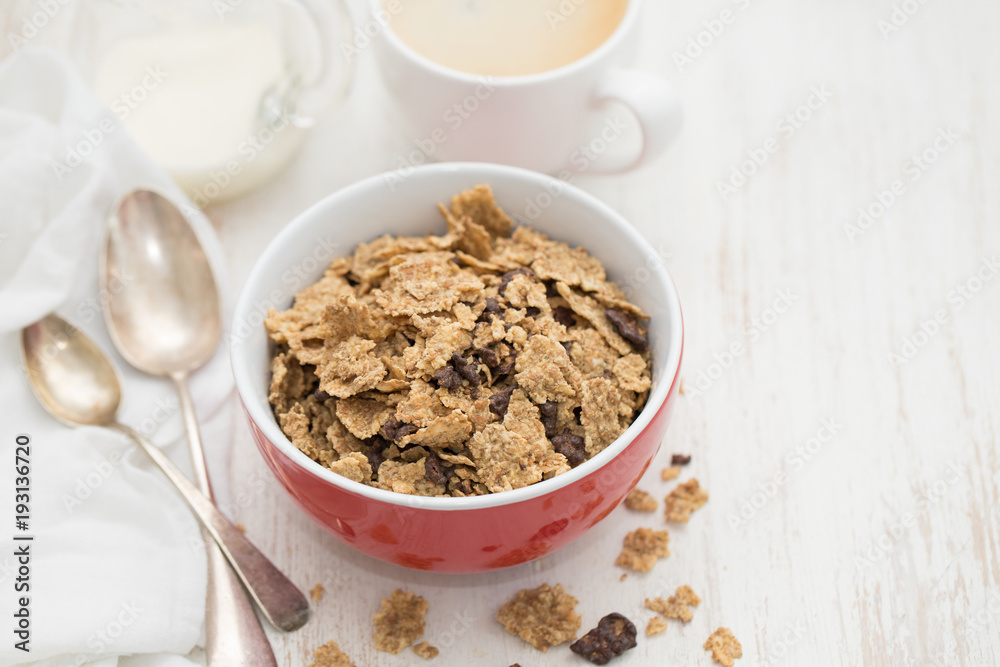 cereals with chocolate cereals in red bowl cereals with chocolate cereals in red bowl