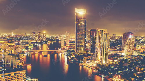 cityscape of Bangkok at night  Thailand