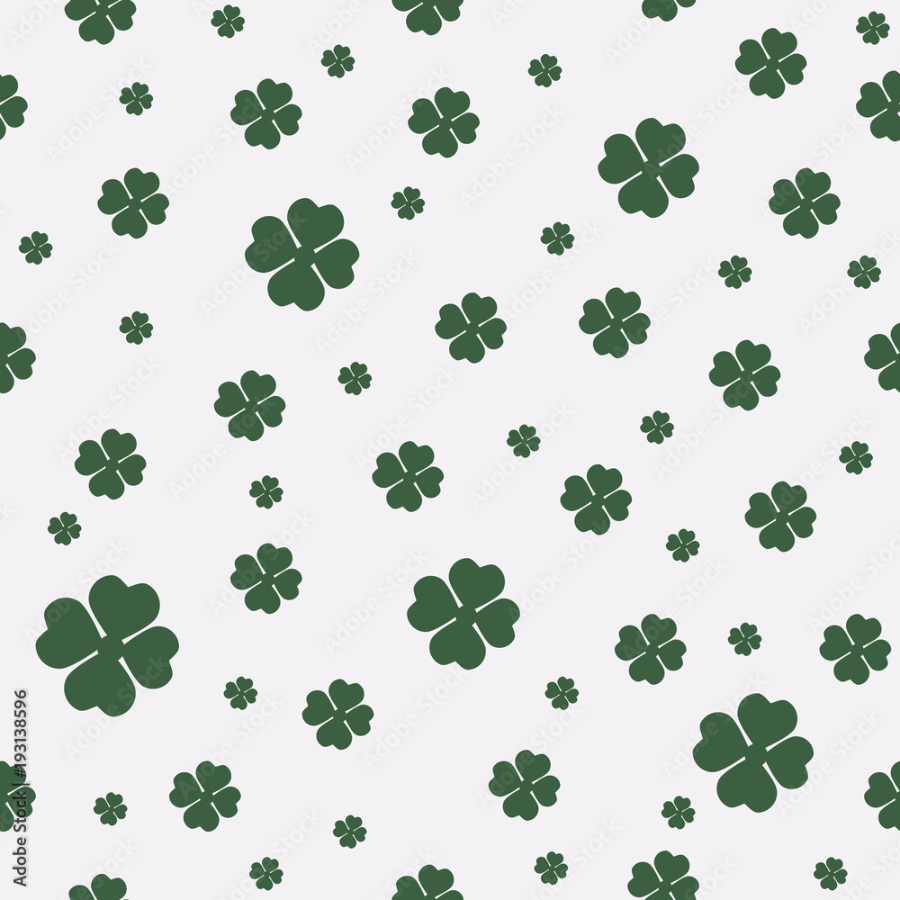 Green seamless pattern with four and tree leaf clovers for Saint Patrick's Day. Green seamless pattern with four and tree leaf clovers for Saint Patrick's Day.