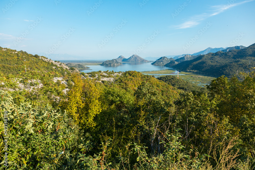 View on Rijeka Crnojevica river in Lake Skadar National Park, Montenegro