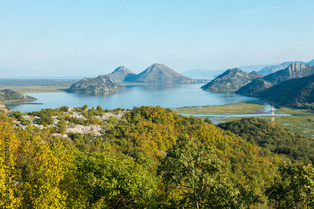 Naklejka premium View on Rijeka Crnojevica river in Lake Skadar National Park, Montenegro