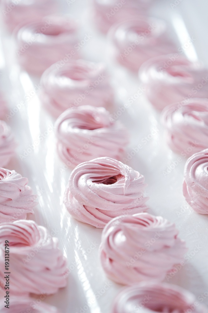 Fresh delicious dessert berry marshmallows on the table  
