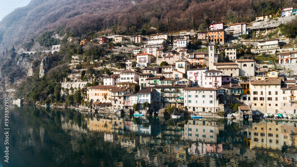 Landscape of Lake Lugano, Tessin, Gandria