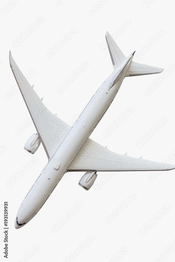 Airplane boeing model on white background,Top view