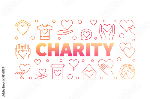 Charity vector red creative horizontal line banner