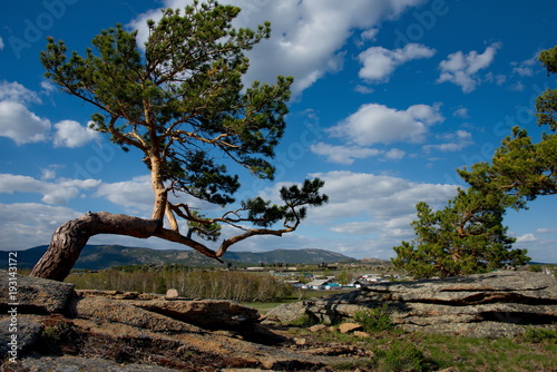 Eastern Kazakhstan, Ancient mountains National Park Bayanaul, located in the endless steppe. photo