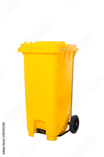 yellow recycle bins isolated on white background with clipping path © suriya